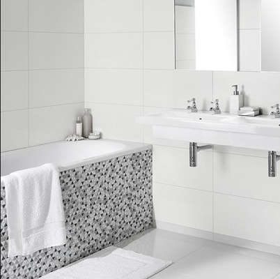 Finitura pronta 30x60 Bagno in ceramica vetrata Piastrelle bianche di design interni Piastrelle 300x600