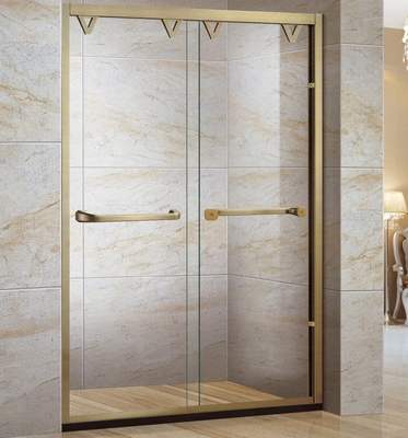 Cassa doccia in vetro oro con vassoio in ceramica e parti di base della porta a cerniera temperata da 8 mm