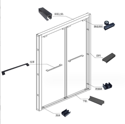 Porta doccia in acciaio inossidabile Bagno Doccia scorrevole Sala con rullo in nero
