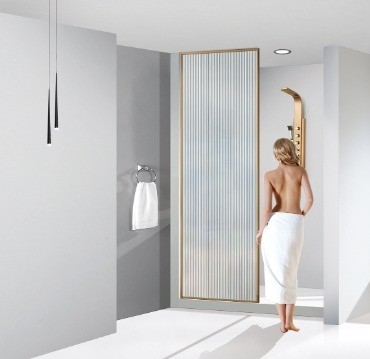Cassa doccia in acciaio inossidabile in oro rosa per l'installazione in angolo 90 cm