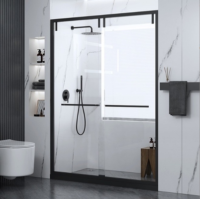 Cabina doccia in vetro in acciaio inossidabile con superficie lucidata e set di porte scorrevoli