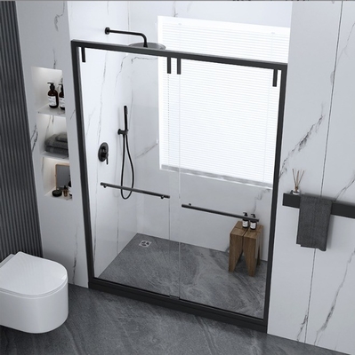 Cabina doccia in vetro in acciaio inossidabile con superficie lucidata e set di porte scorrevoli