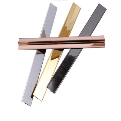 201 304 PVD T Profile Mirror Gold Metal Polished Decorative Stainless Steel T Shaped Tile Trim Strip per mobili da parete