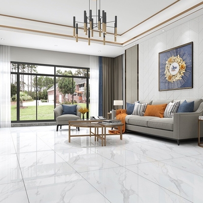 Assorbimento dell'acqua 0,5% 60x60 cm Porcellana dorata Calacatta Piastrelle di parete bianche vetrate