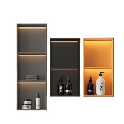 Niche di porcellana non scivolosa moderna per doccia di plastica Wedi colore nero e caratteristica luminosa