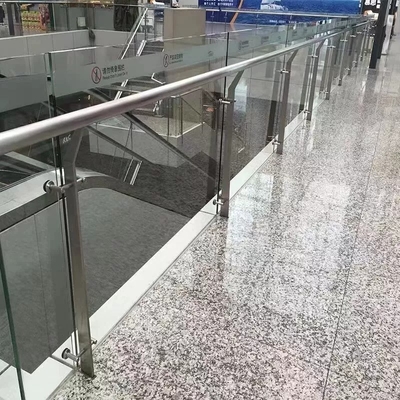Pavimento in acciaio inossidabile 304 Villa Colonna montata Scala ponte con maniglia di vetro