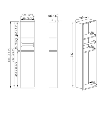 Stainless Original Color Niche Solutions Bagno Spazzola igienica Opzioni di stoccaggio