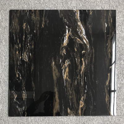 Glossy Black Gold Marble Ceramic 24x24 Square Tile per le esigenze di lucentezza esterno e interno