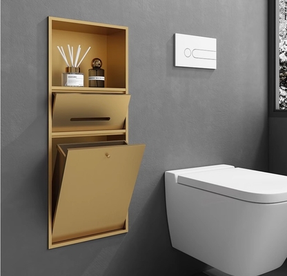 Niche di bagno in oro a superficie spazzolata per toilette strette impermeabili e montate con scarico