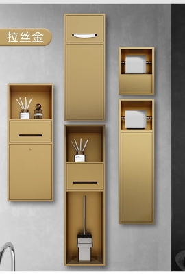Niche di bagno in oro a superficie spazzolata per toilette strette impermeabili e montate con scarico