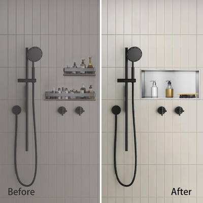 Nichetta doccia in acciaio inossidabile 12&quot;x24&quot; e Nichetta muraria a doppio scaffale per il design moderno dell'hotel