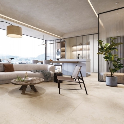 Piastrelle di pavimentazione beige 24*24 travertino porcellanato per spazi interni ed esterni durevoli