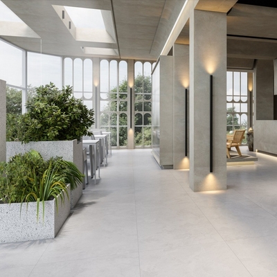 Piastrelle di pavimentazione beige 24*24 travertino porcellanato per spazi interni ed esterni durevoli