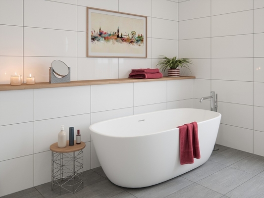 Finitura pronta 30x60 Bagno in ceramica vetrata Piastrelle bianche di design interni Piastrelle 300x600